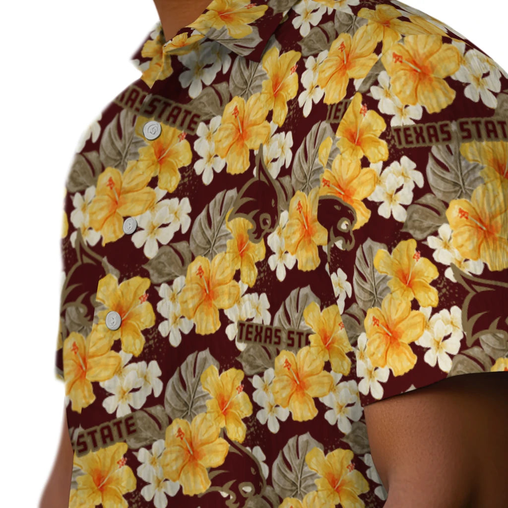 Texas State Bobcats Hawaiian Shirt - Hibiscus Tropics | Hula Hawaiian Shirts