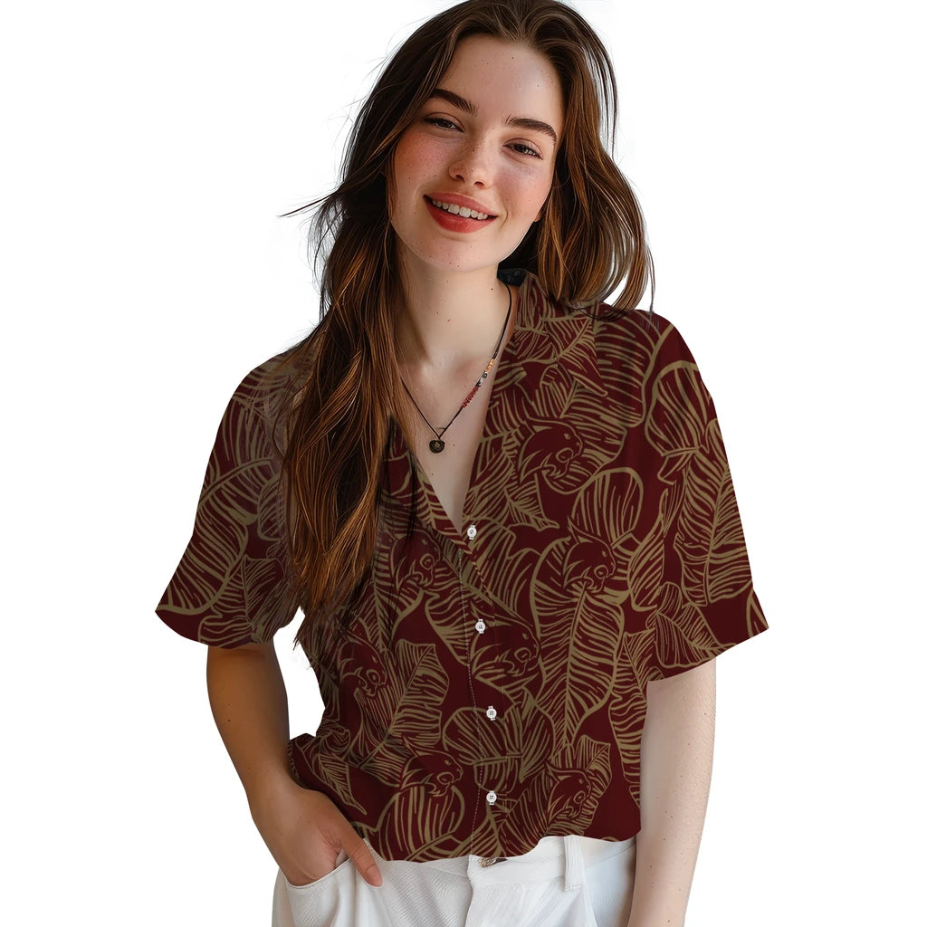 Texas State Bobcats Hawaiian Shirt - Leaf Outline | Hula Hawaiian Shirts