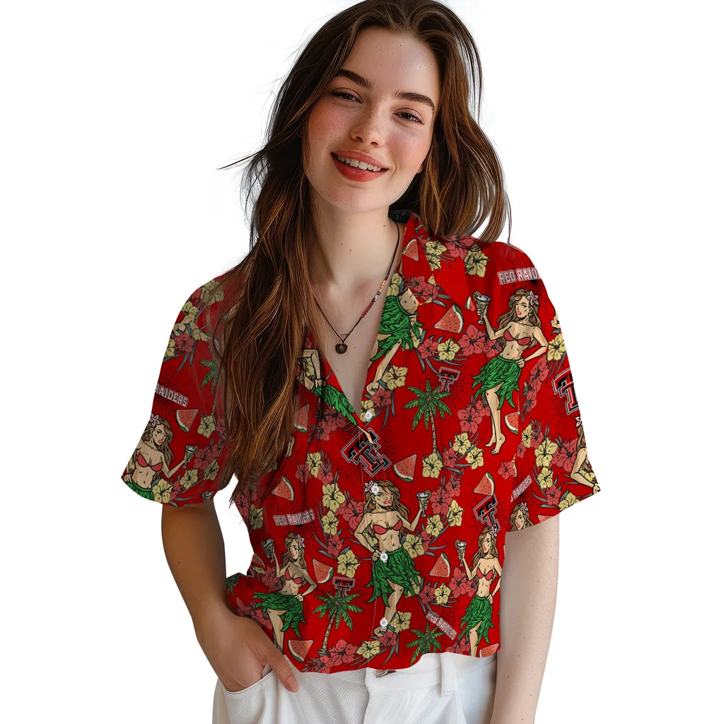 Texas Tech Red Raiders Hawaiian Shirt - Hawaiian Girls Design | Hula Hawaiian Shirts