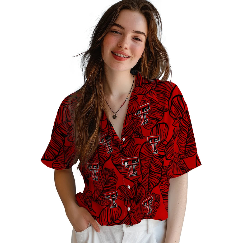 Texas Tech Red Raiders Hawaiian Shirt - Leaf Outline | Hula Hawaiian Shirts