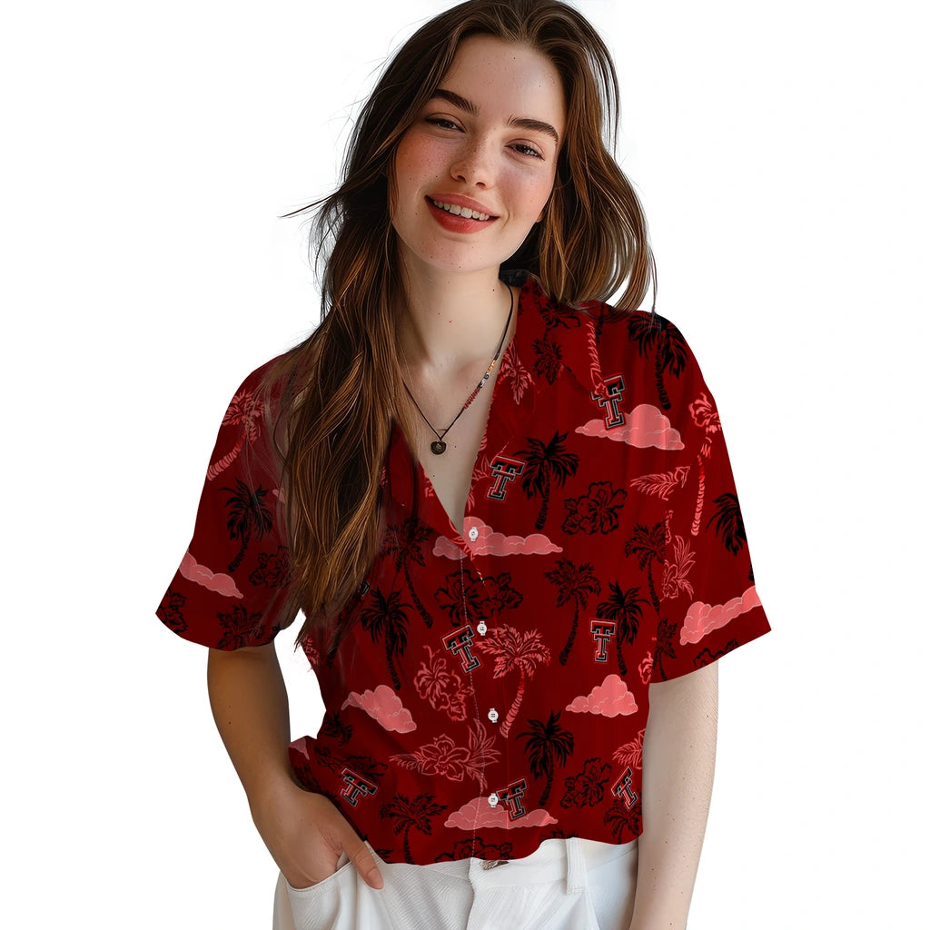 Texas Tech Red Raiders Hawaiian Shirt - Palm And Clouds | Hula Hawaiian Shirts