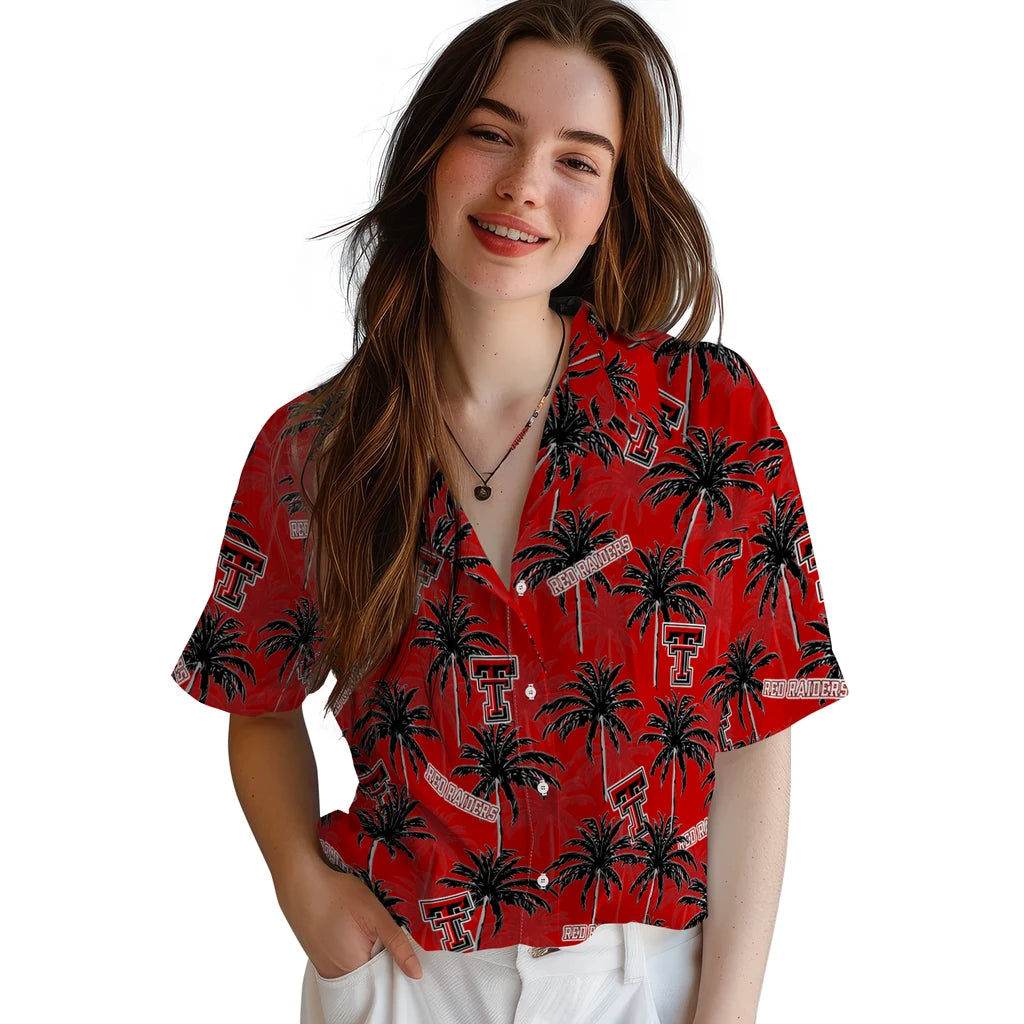 Texas Tech Red Raiders Hawaiian Shirt - Palm Tree Motif | Hula Hawaiian Shirts