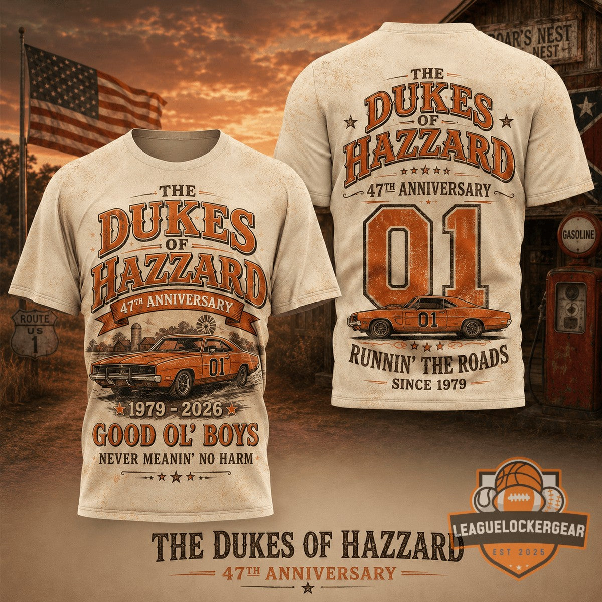 The Dukes of Hazzard 1979-2026 47th Anniversary T-Shirt - LeagueLockerGear