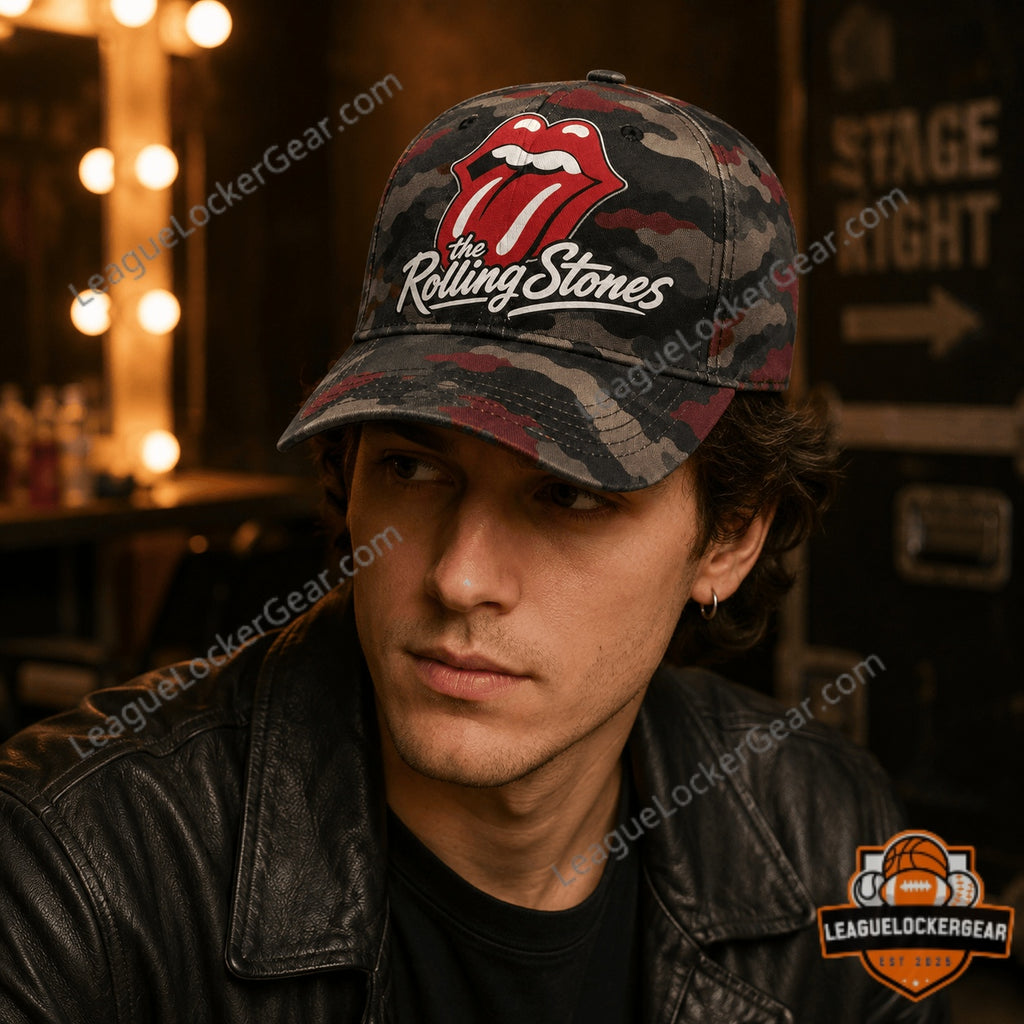 The Rolling Stones Wild Tongue Vintage Camo Classic Rock Cap