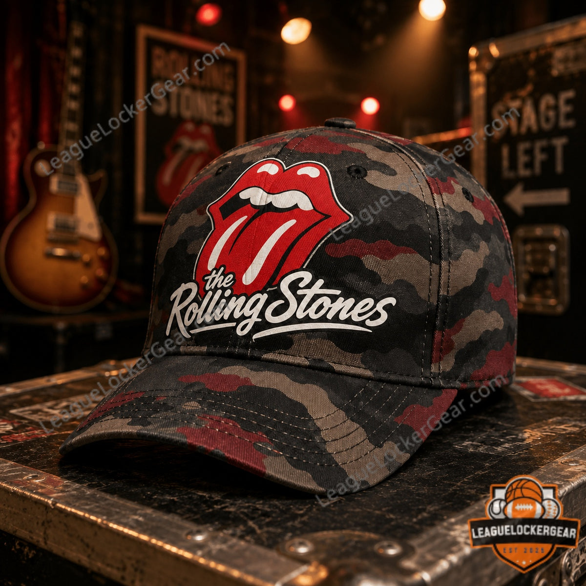 The Rolling Stones Wild Tongue Vintage Camo Classic Rock Cap