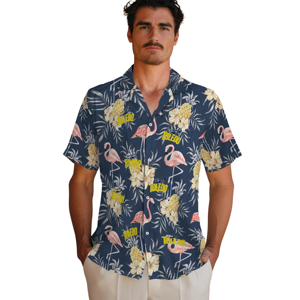 Toledo Rockets Hawaiian Shirt - Flamingo Hibiscus | Hula Hawaiian Shirts
