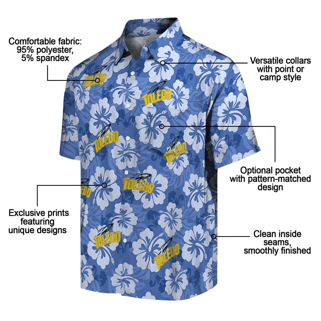Toledo Rockets Hawaiian Shirt - Hibiscus Cluster | Hula Hawaiian Shirts