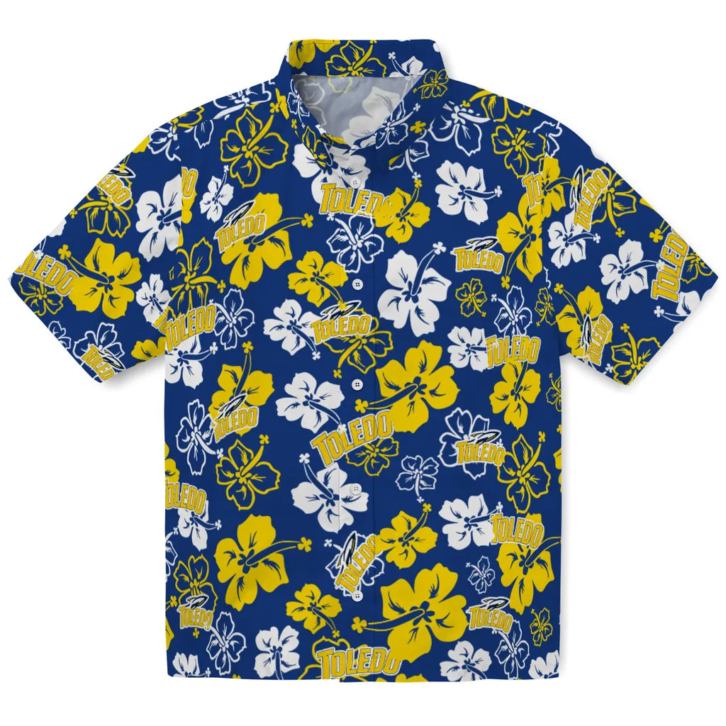Toledo Rockets Hawaiian Shirt - Hibiscus Flower Design | Hula Hawaiian Shirts