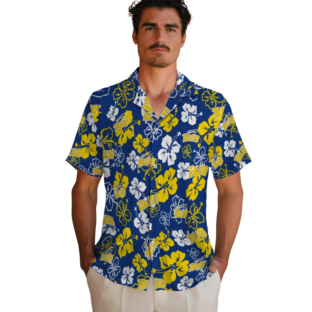 Toledo Rockets Hawaiian Shirt - Hibiscus Flower Design | Hula Hawaiian Shirts