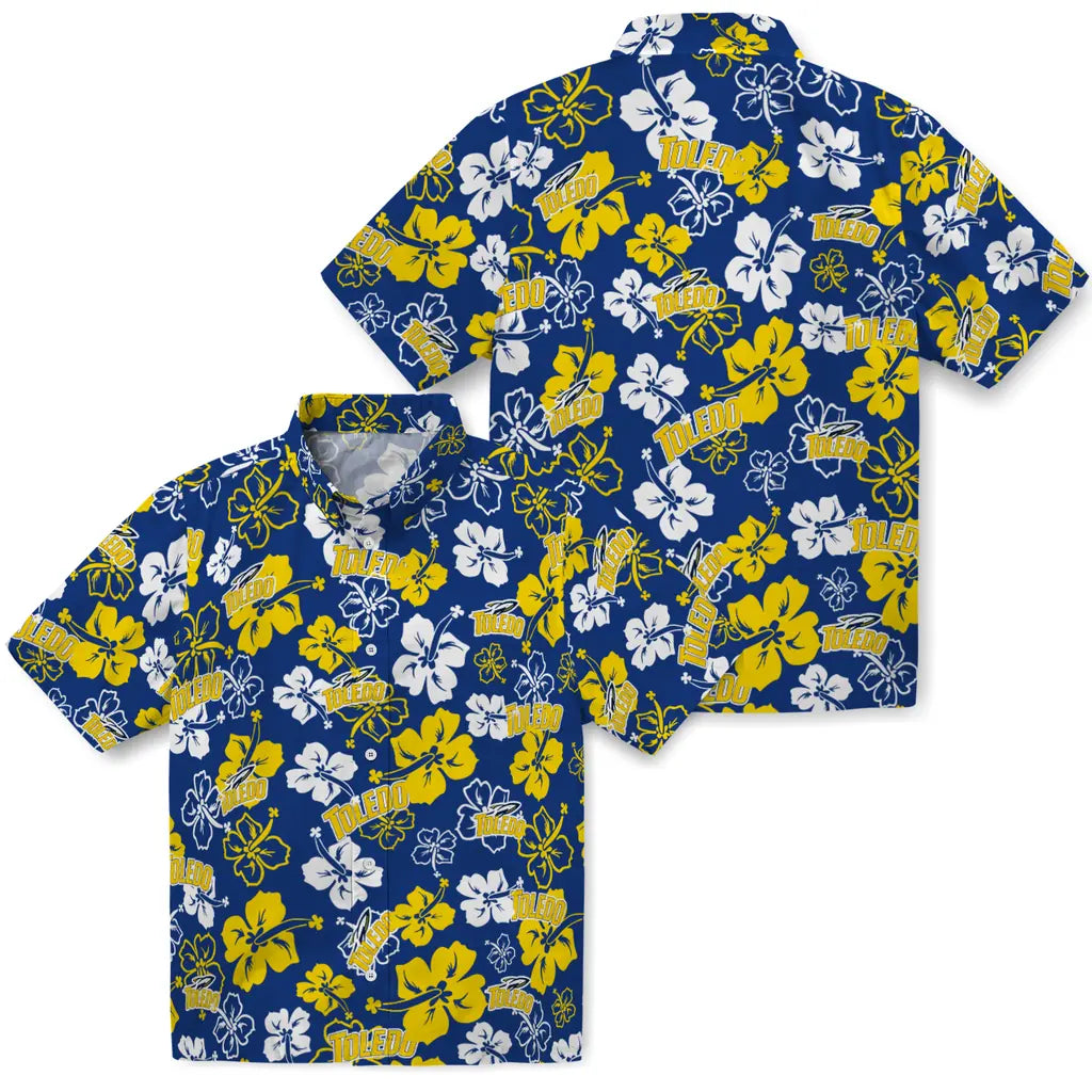 Toledo Rockets Hawaiian Shirt - Hibiscus Flower Design | Hula Hawaiian Shirts