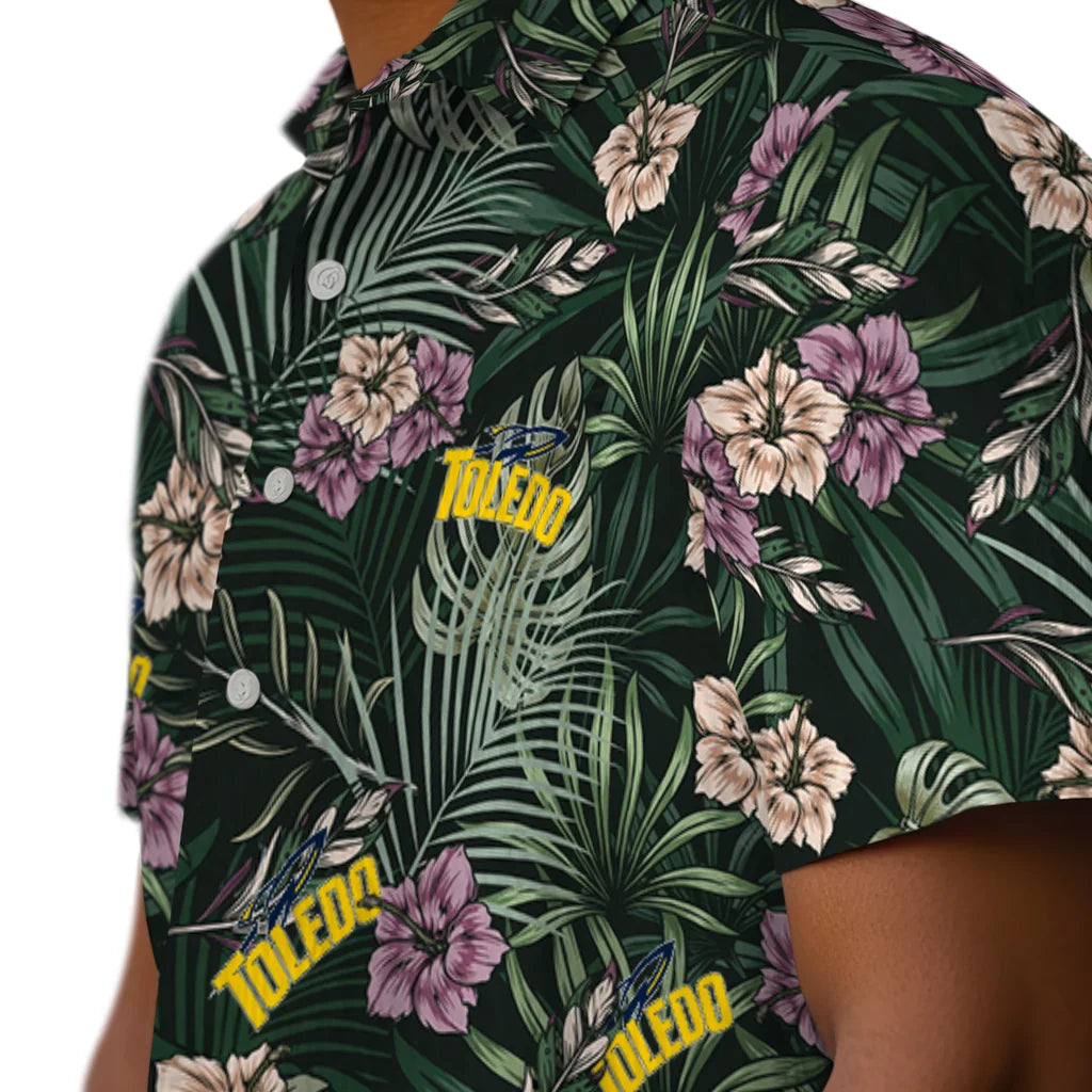 Toledo Rockets Hawaiian Shirt - Hibiscus Leaves Pattern | Hula Hawaiian Shirts