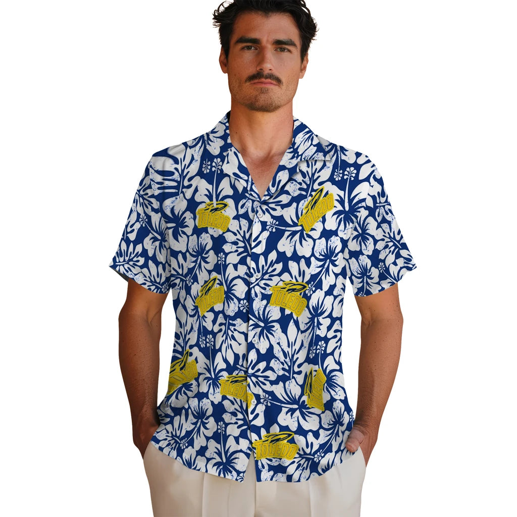Toledo Rockets Hawaiian Shirt - Hibiscus Motif | Hula Hawaiian Shirts