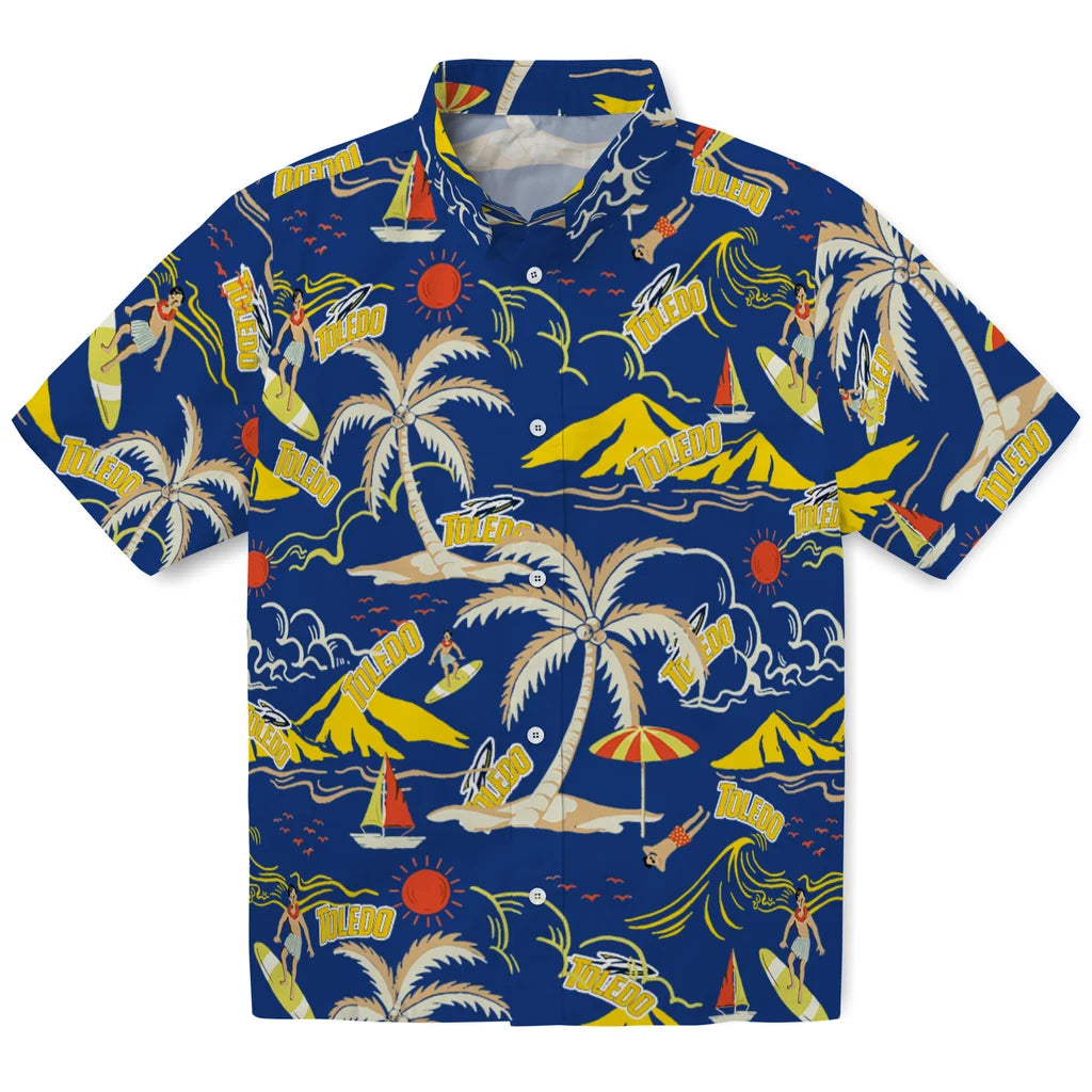 Toledo Rockets Hawaiian Shirt - Palm Tree Island | Hula Hawaiian Shirts