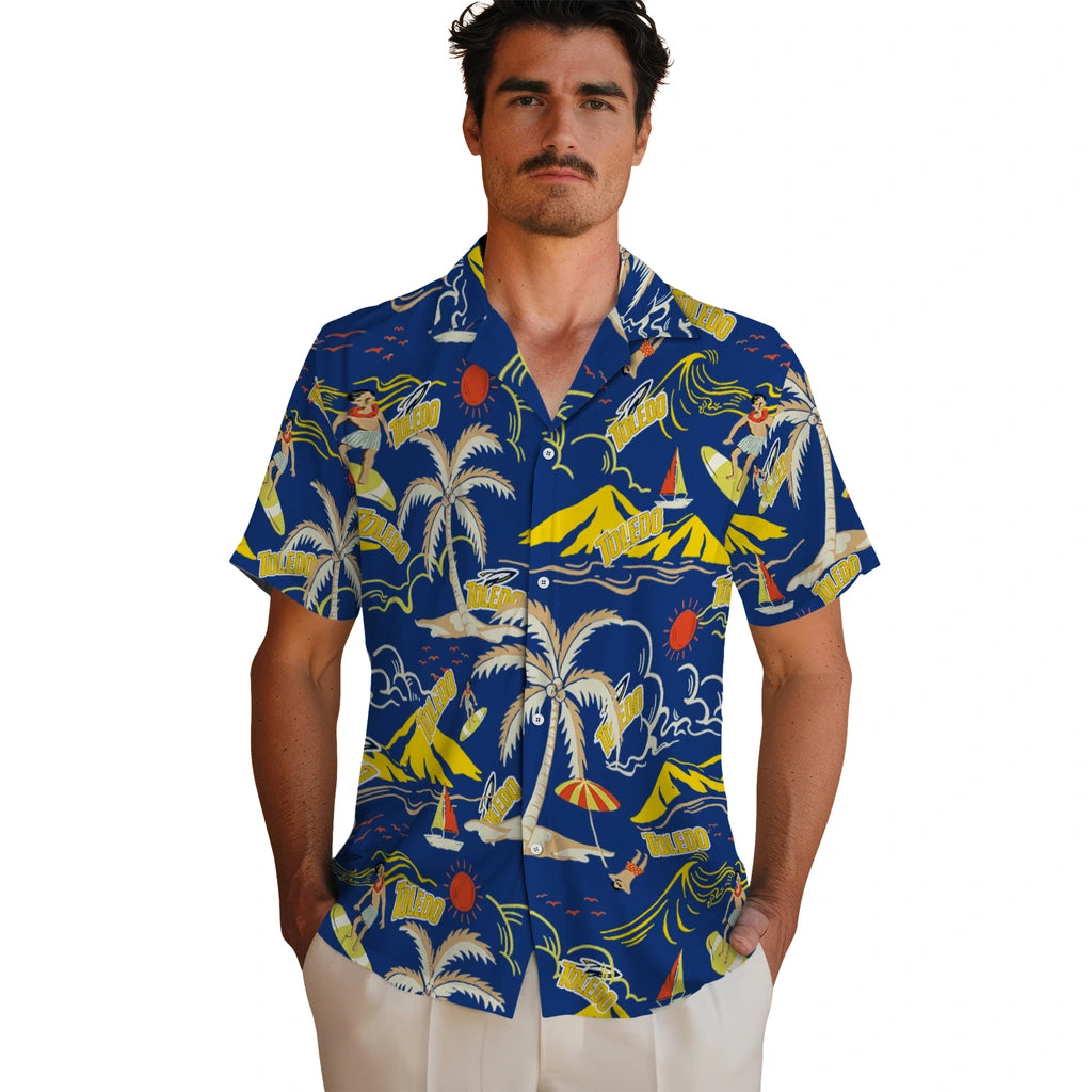 Toledo Rockets Hawaiian Shirt - Palm Tree Island | Hula Hawaiian Shirts