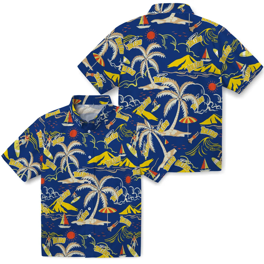 Toledo Rockets Hawaiian Shirt - Palm Tree Island | Hula Hawaiian Shirts