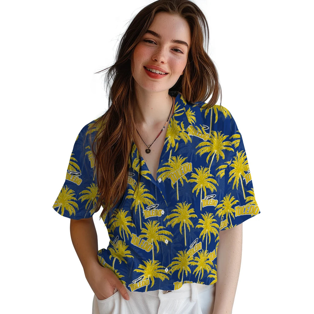 Toledo Rockets Hawaiian Shirt - Palm Tree Motif | Hula Hawaiian Shirts