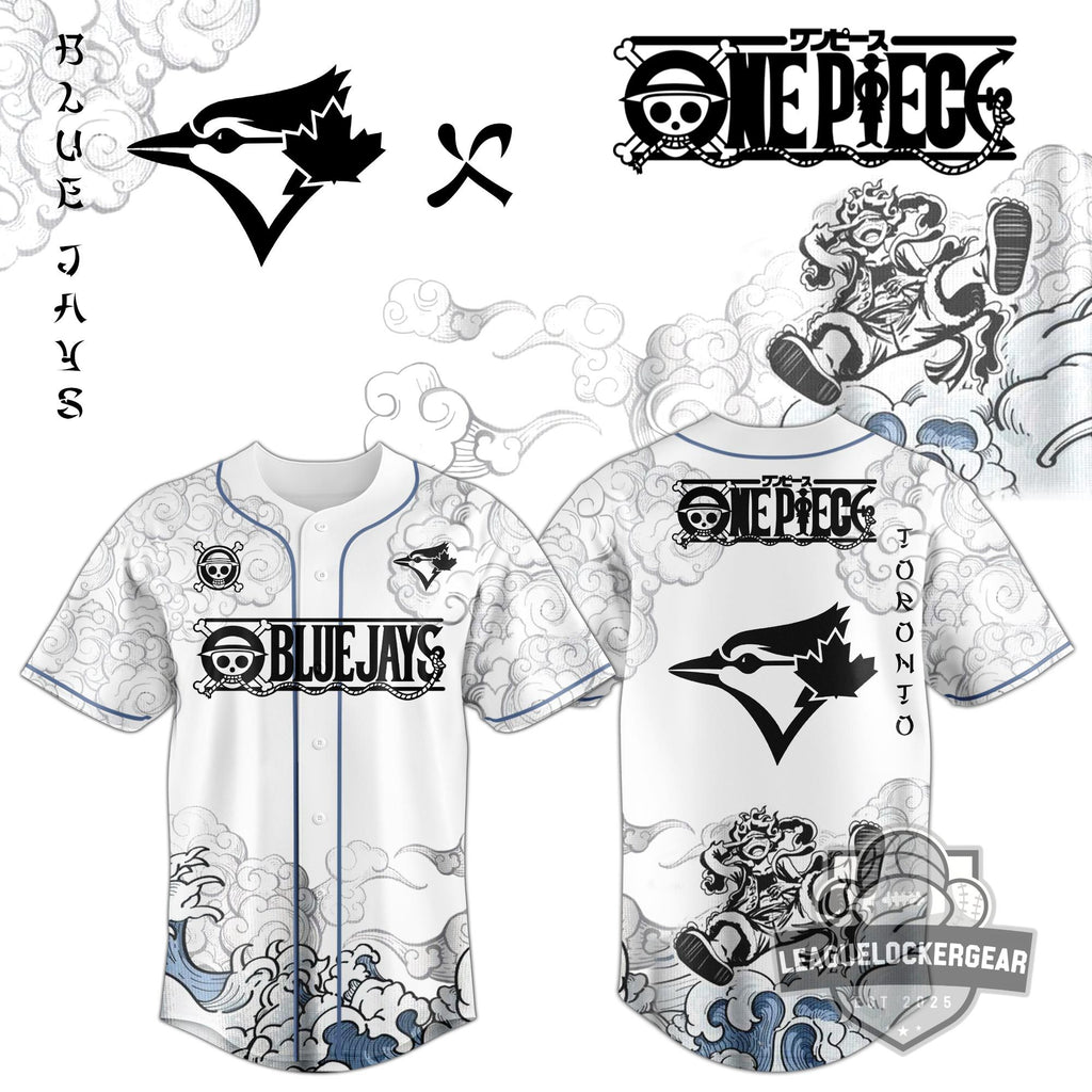 Toronto Blue Jays One Piece Luffy Gear 5 Baseball Jersey - LeagueLockerGear