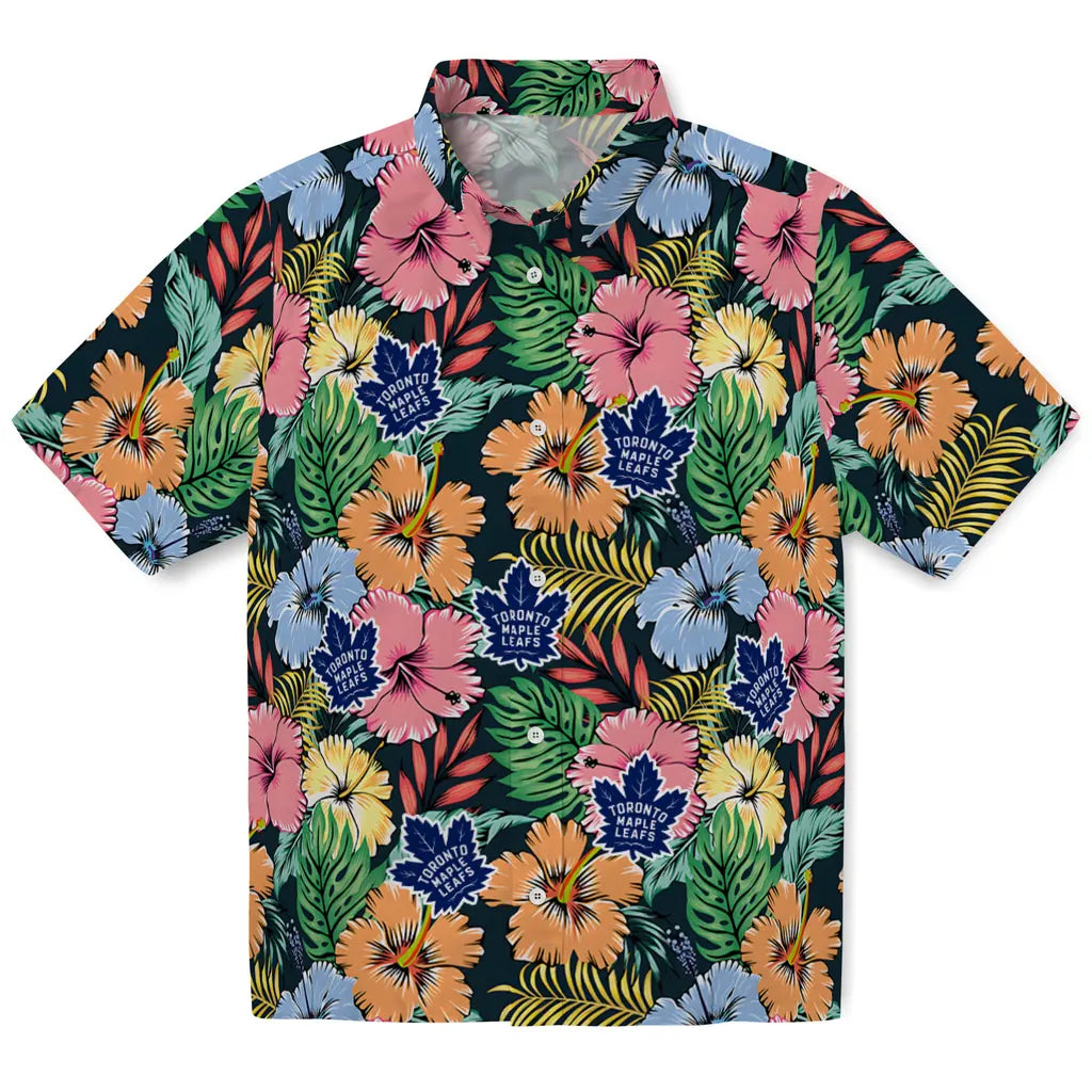 Toronto Maple Leafs Hawaiian Shirt - Brilliant Hibiscus Garden | Hula Hawaiian Shirts