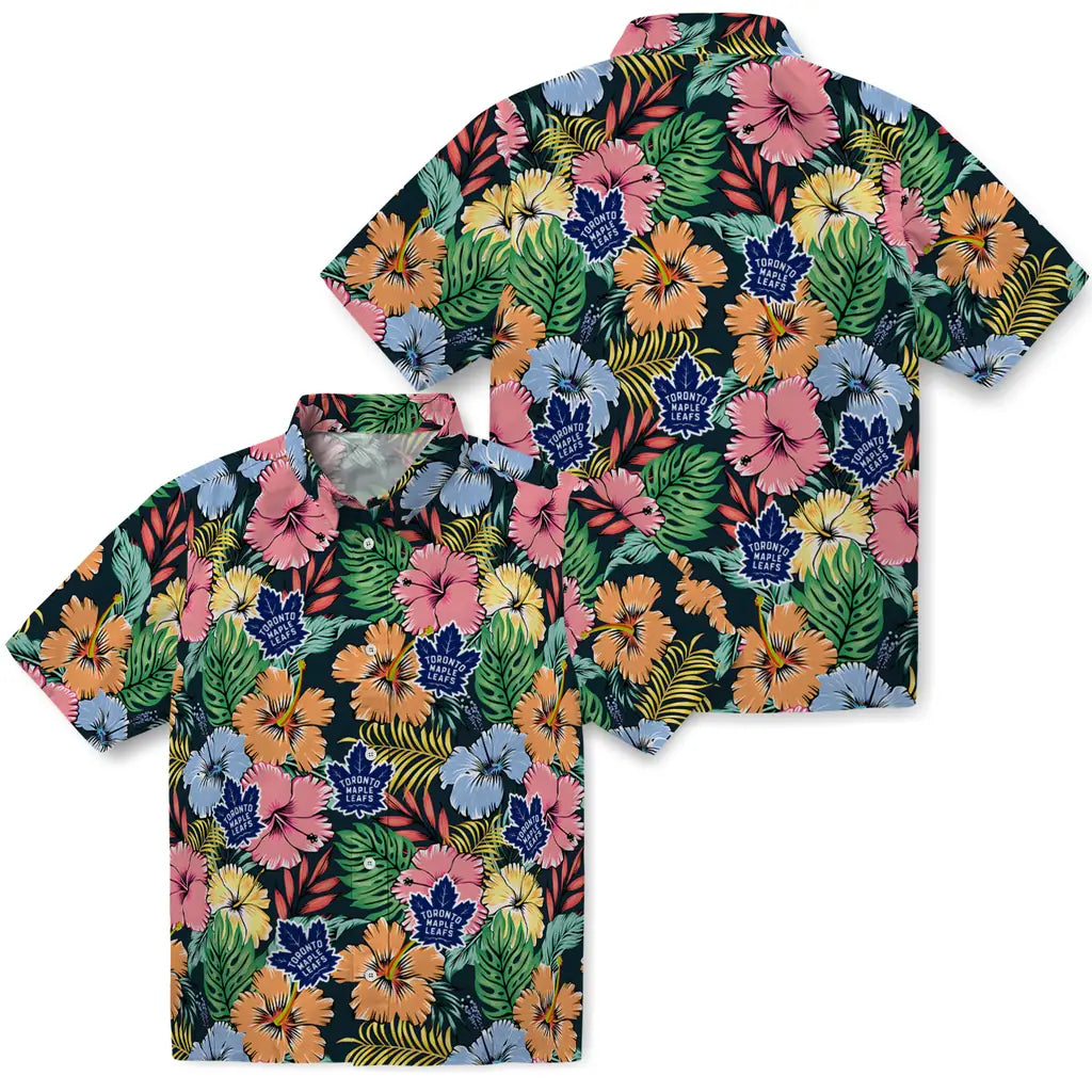 Toronto Maple Leafs Hawaiian Shirt - Brilliant Hibiscus Garden | Hula Hawaiian Shirts