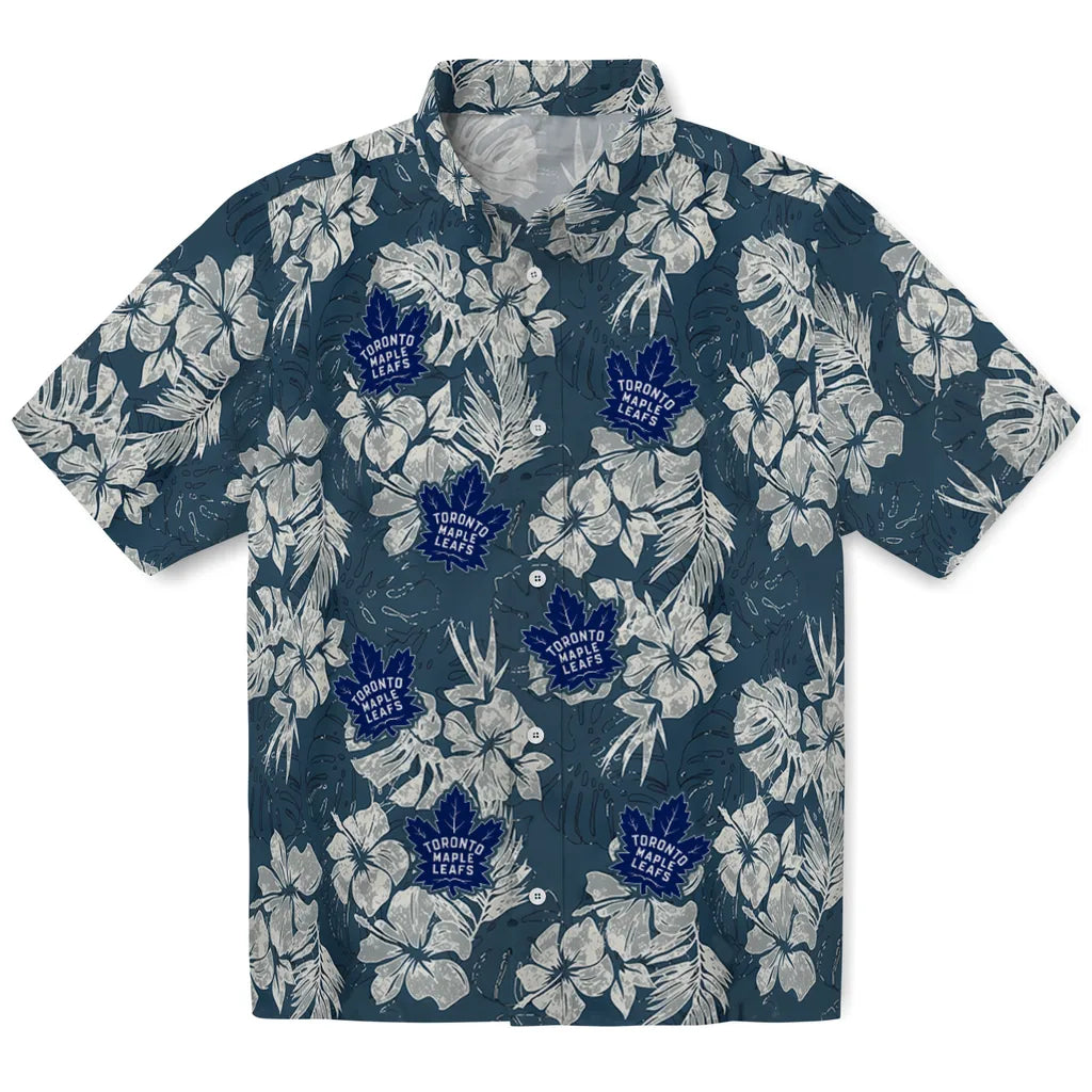 Toronto Maple Leafs Hawaiian Shirt - Hibiscus Flowers | Hula Hawaiian Shirts