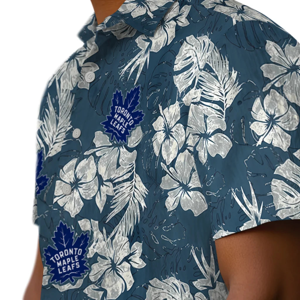 Toronto Maple Leafs Hawaiian Shirt - Hibiscus Flowers | Hula Hawaiian Shirts