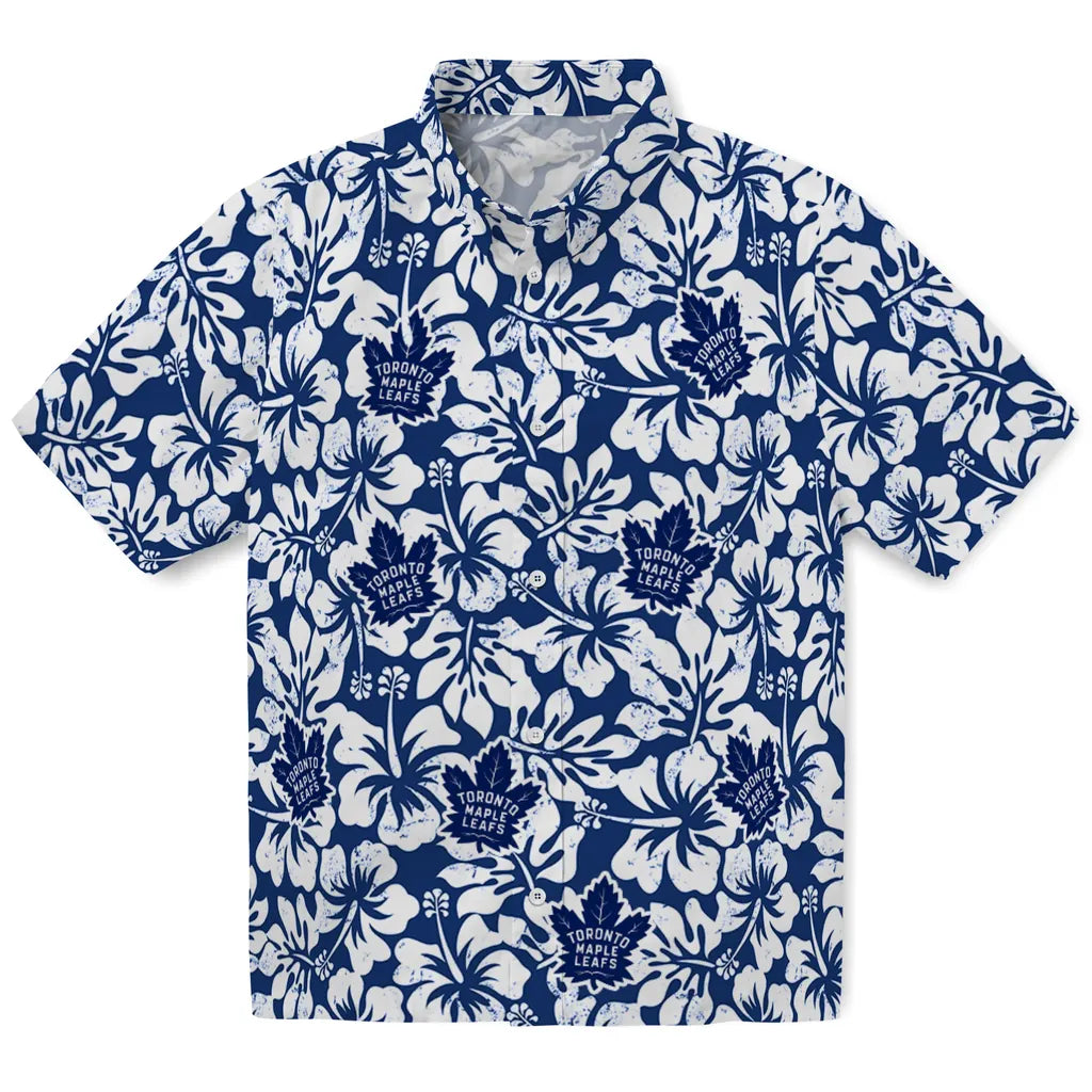 Toronto Maple Leafs Hawaiian Shirt - Hibiscus Motif | Hula Hawaiian Shirts