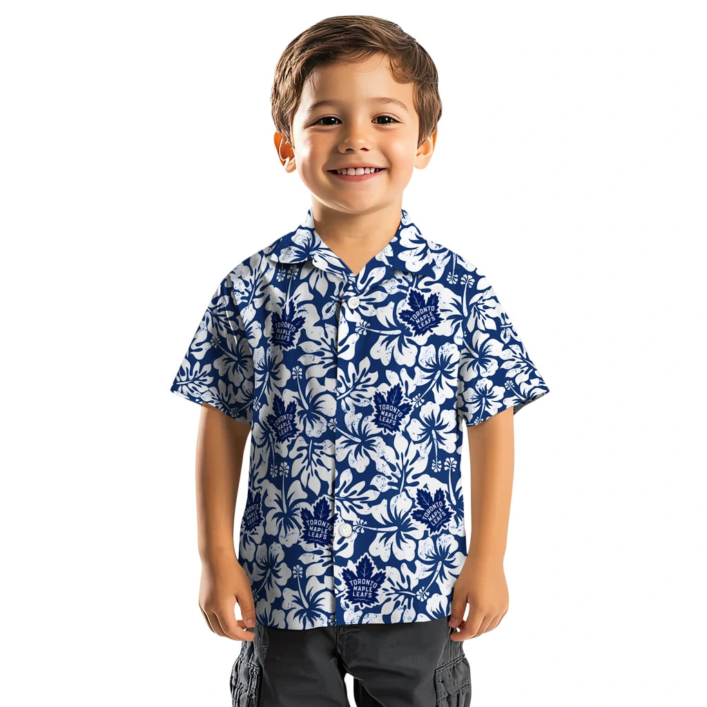 Toronto Maple Leafs Hawaiian Shirt - Hibiscus Motif | Hula Hawaiian Shirts