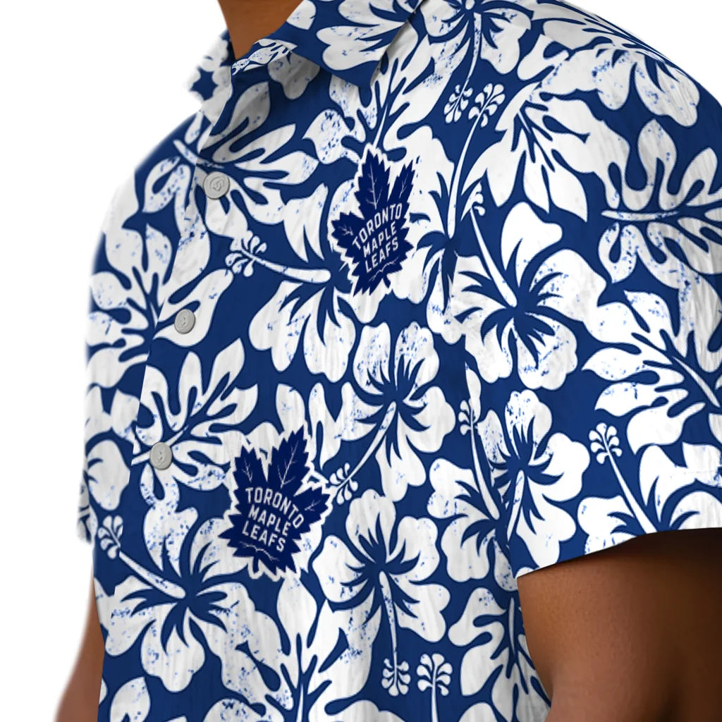 Toronto Maple Leafs Hawaiian Shirt - Hibiscus Motif | Hula Hawaiian Shirts