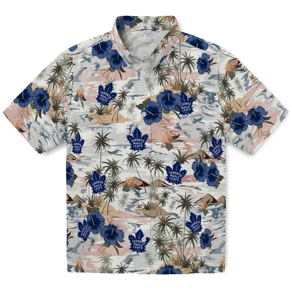 Toronto Maple Leafs Hawaiian Shirt - Hibiscus Seaside | Hula Hawaiian Shirts