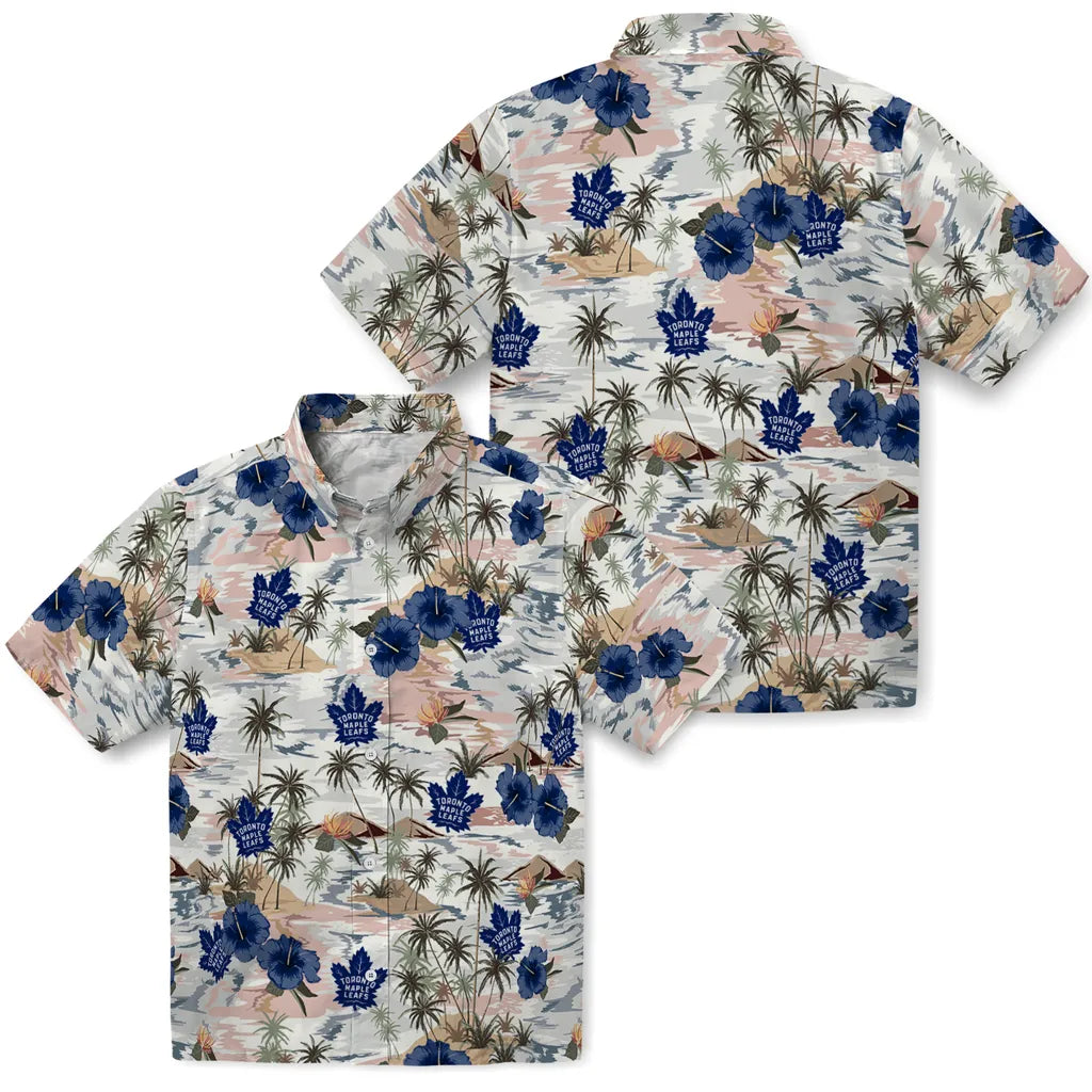 Toronto Maple Leafs Hawaiian Shirt - Hibiscus Seaside | Hula Hawaiian Shirts