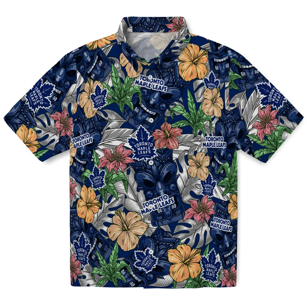 Toronto Maple Leafs Hawaiian Shirt - Hibiscus Tiki Jungle | Hula Hawaiian Shirts