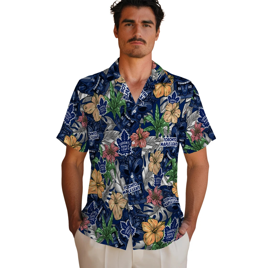 Toronto Maple Leafs Hawaiian Shirt - Hibiscus Tiki Jungle | Hula Hawaiian Shirts