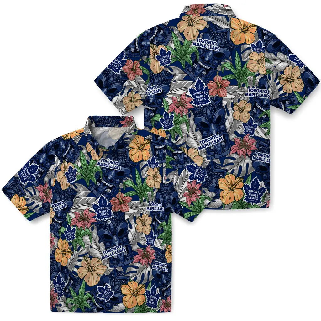 Toronto Maple Leafs Hawaiian Shirt - Hibiscus Tiki Jungle | Hula Hawaiian Shirts