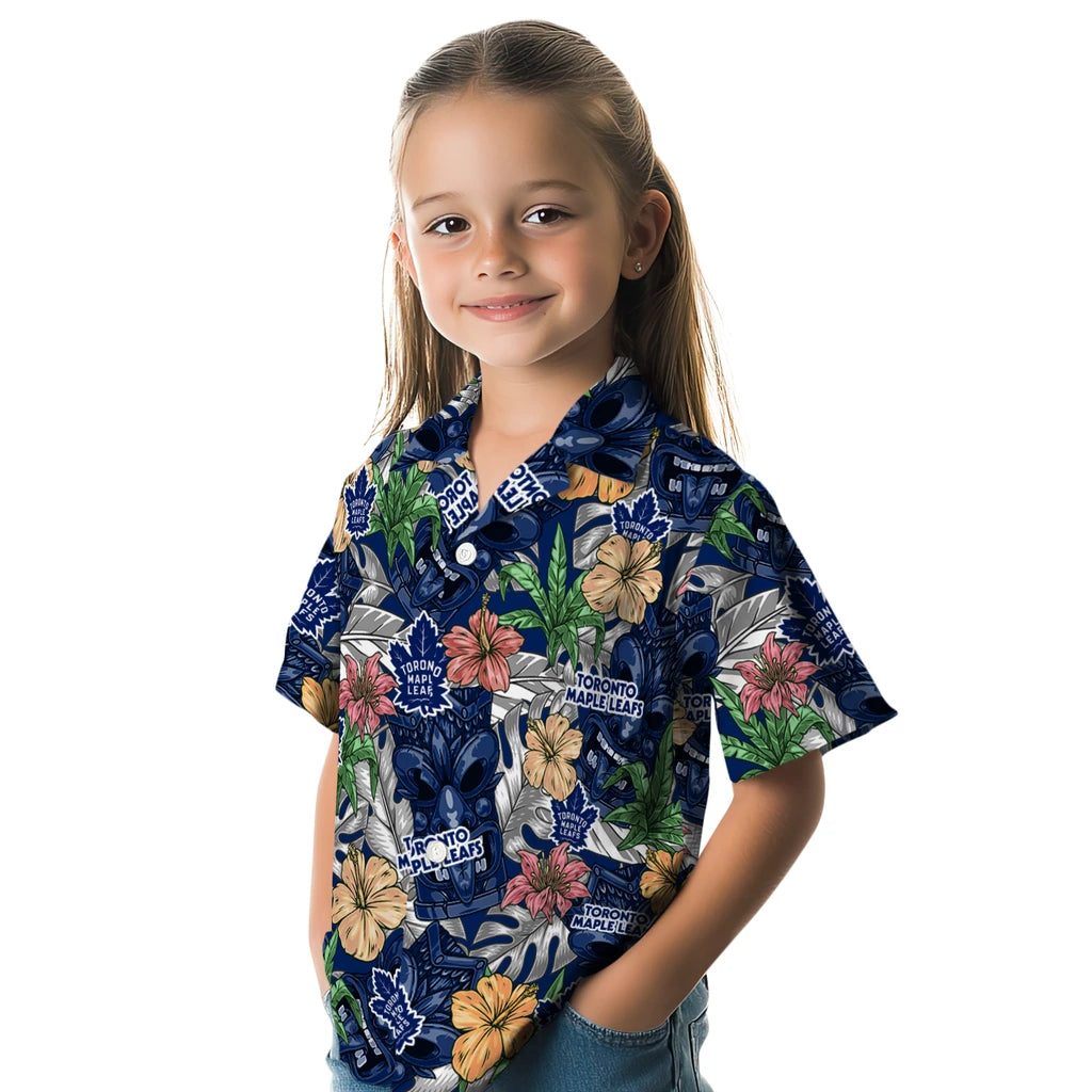 Toronto Maple Leafs Hawaiian Shirt - Hibiscus Tiki Jungle | Hula Hawaiian Shirts