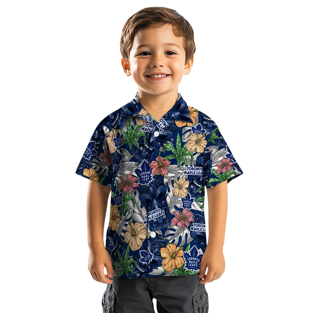 Toronto Maple Leafs Hawaiian Shirt - Hibiscus Tiki Jungle | Hula Hawaiian Shirts