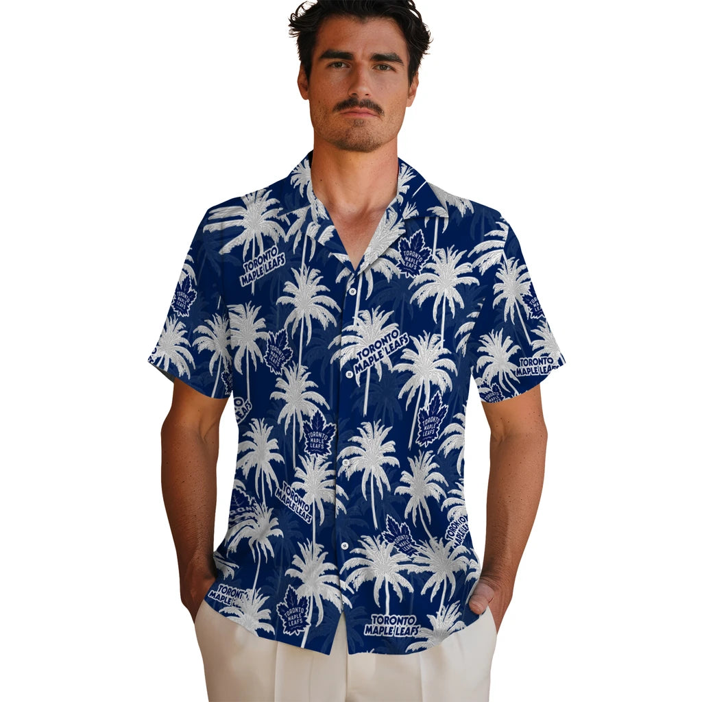 Toronto Maple Leafs Hawaiian Shirt - Palm Tree Motif | Hula Hawaiian Shirts