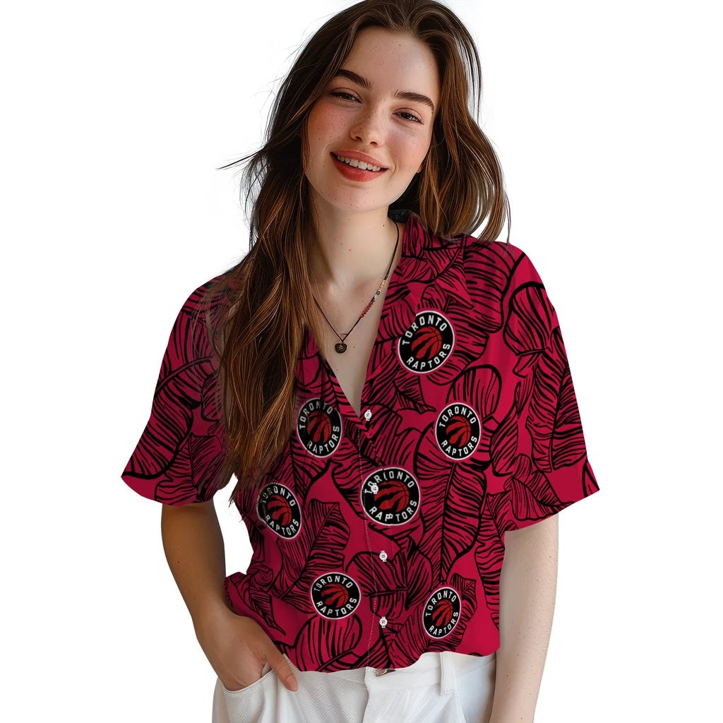 Toronto Raptors Hawaiian Shirt - Leaf Outline | Hula Hawaiian Shirts