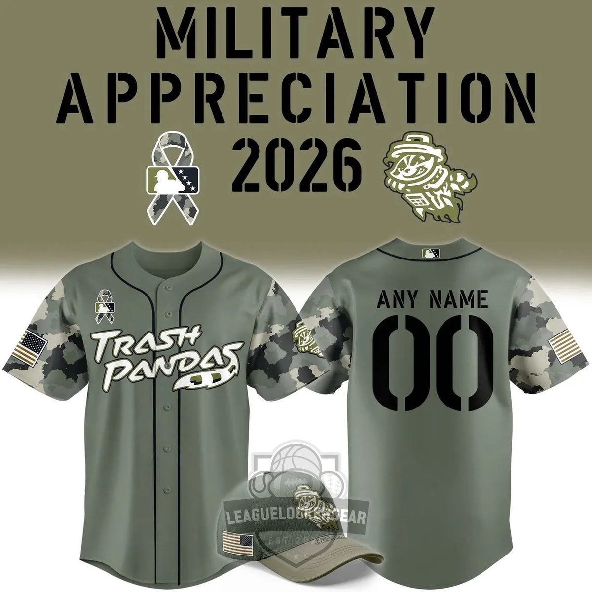 Trash Pandas Military Appreciation 2026 Baseball Jersey - LeagueLockerGear