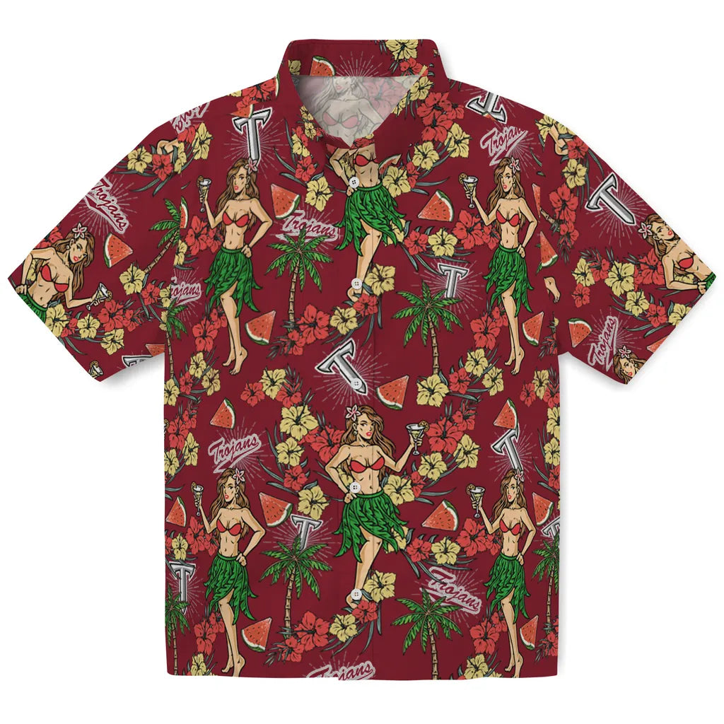 Troy Trojans Hawaiian Shirt - Hawaiian Girls Design | Hula Hawaiian Shirts