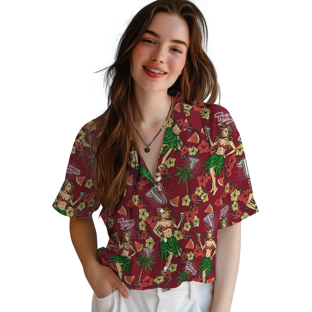 Troy Trojans Hawaiian Shirt - Hawaiian Girls Design | Hula Hawaiian Shirts
