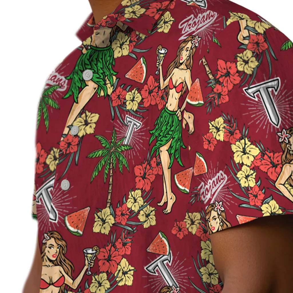 Troy Trojans Hawaiian Shirt - Hawaiian Girls Design | Hula Hawaiian Shirts