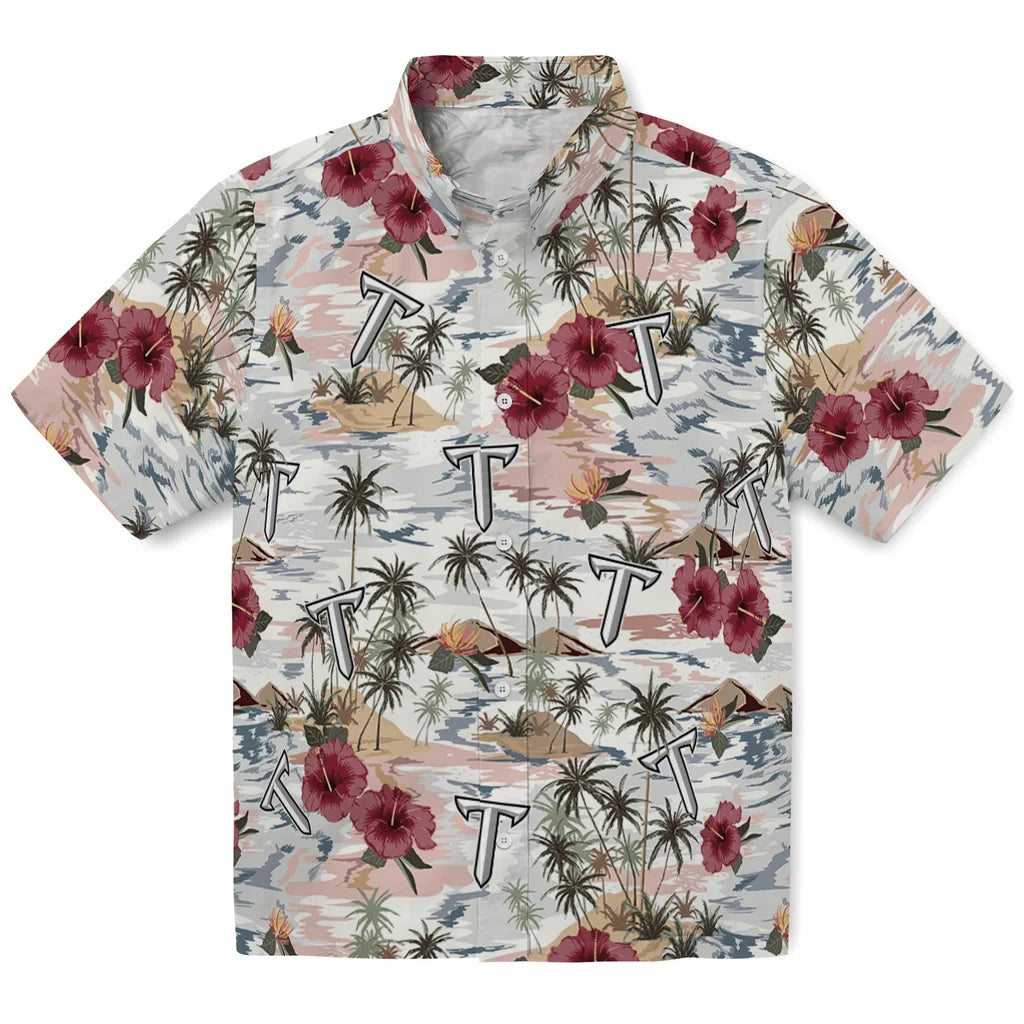 Troy Trojans Hawaiian Shirt - Hibiscus Seaside | Hula Hawaiian Shirts
