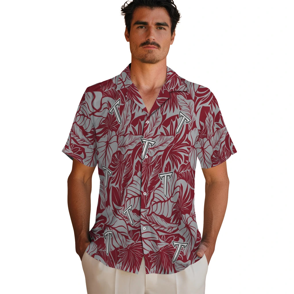 Troy Trojans Hawaiian Shirt - Monstera Layer | Hula Hawaiian Shirts