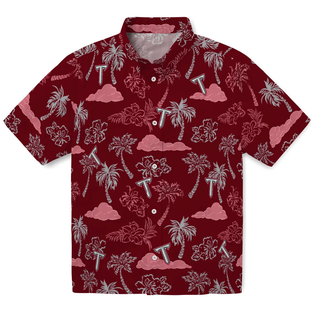 Troy Trojans Hawaiian Shirt - Palm And Clouds | Hula Hawaiian Shirts