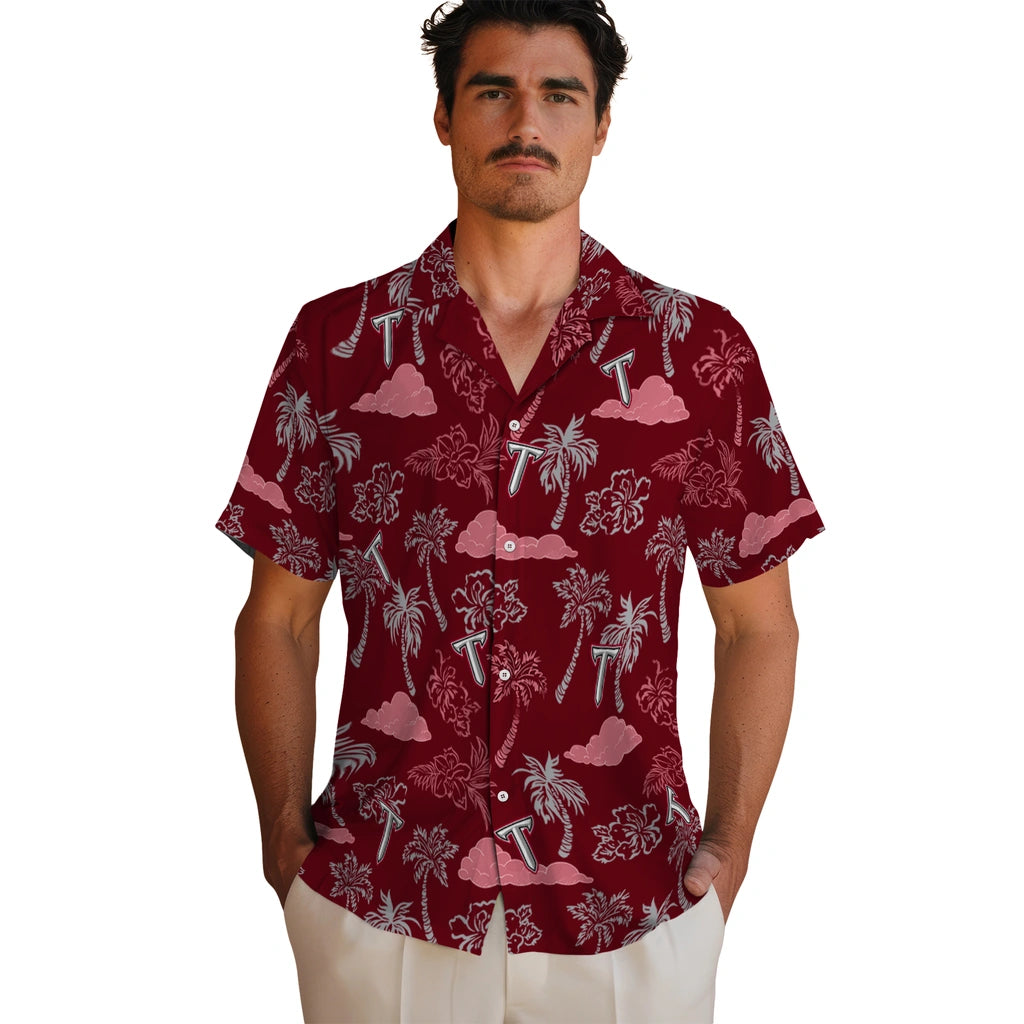 Troy Trojans Hawaiian Shirt - Palm And Clouds | Hula Hawaiian Shirts