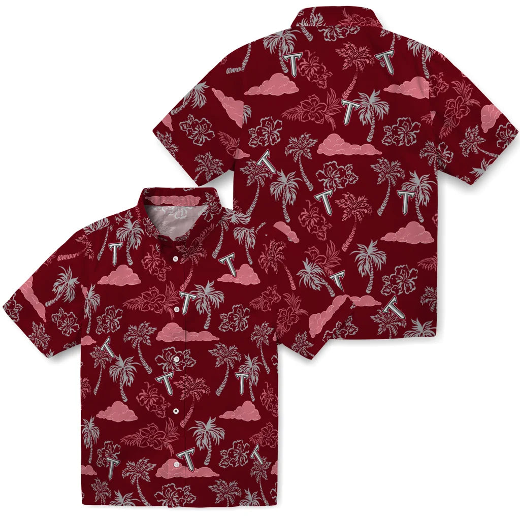 Troy Trojans Hawaiian Shirt - Palm And Clouds | Hula Hawaiian Shirts