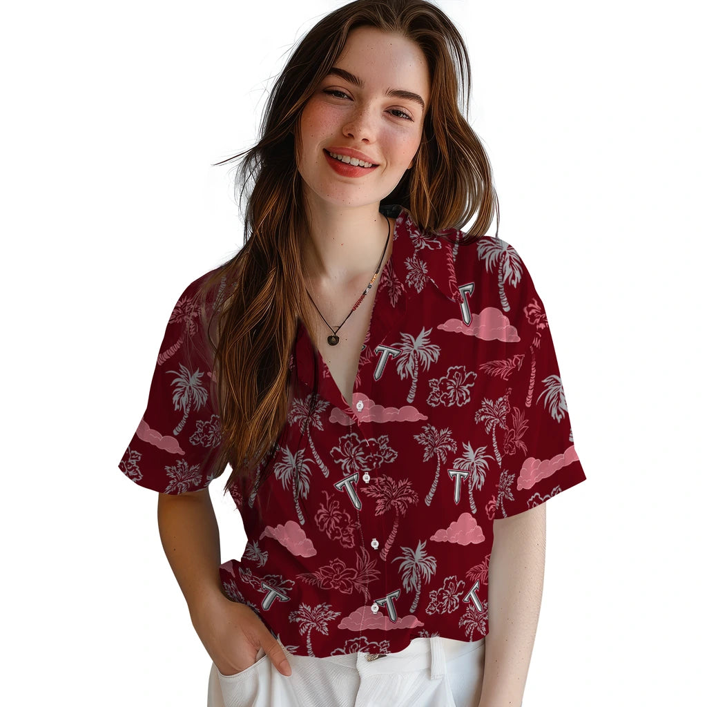 Troy Trojans Hawaiian Shirt - Palm And Clouds | Hula Hawaiian Shirts