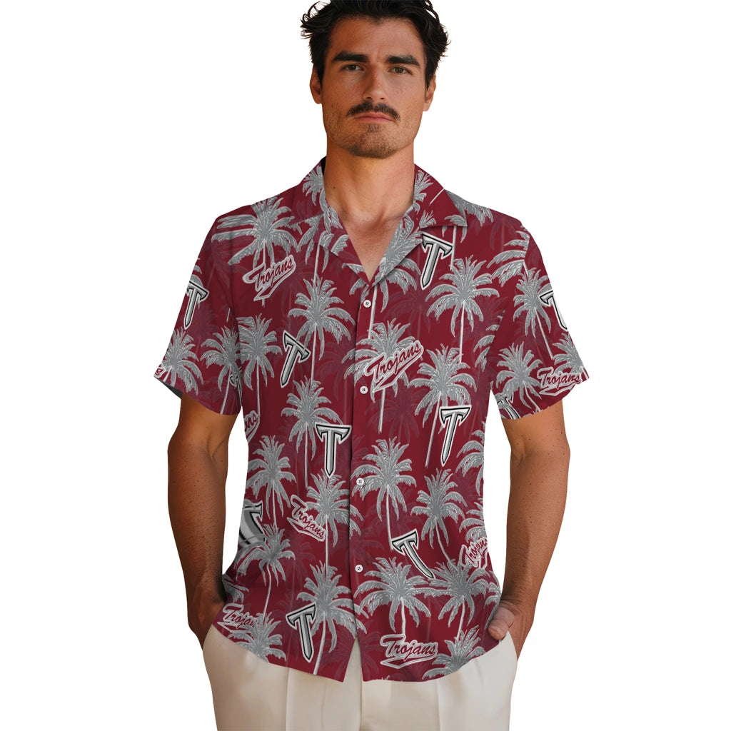 Troy Trojans Hawaiian Shirt - Palm Tree Motif | Hula Hawaiian Shirts