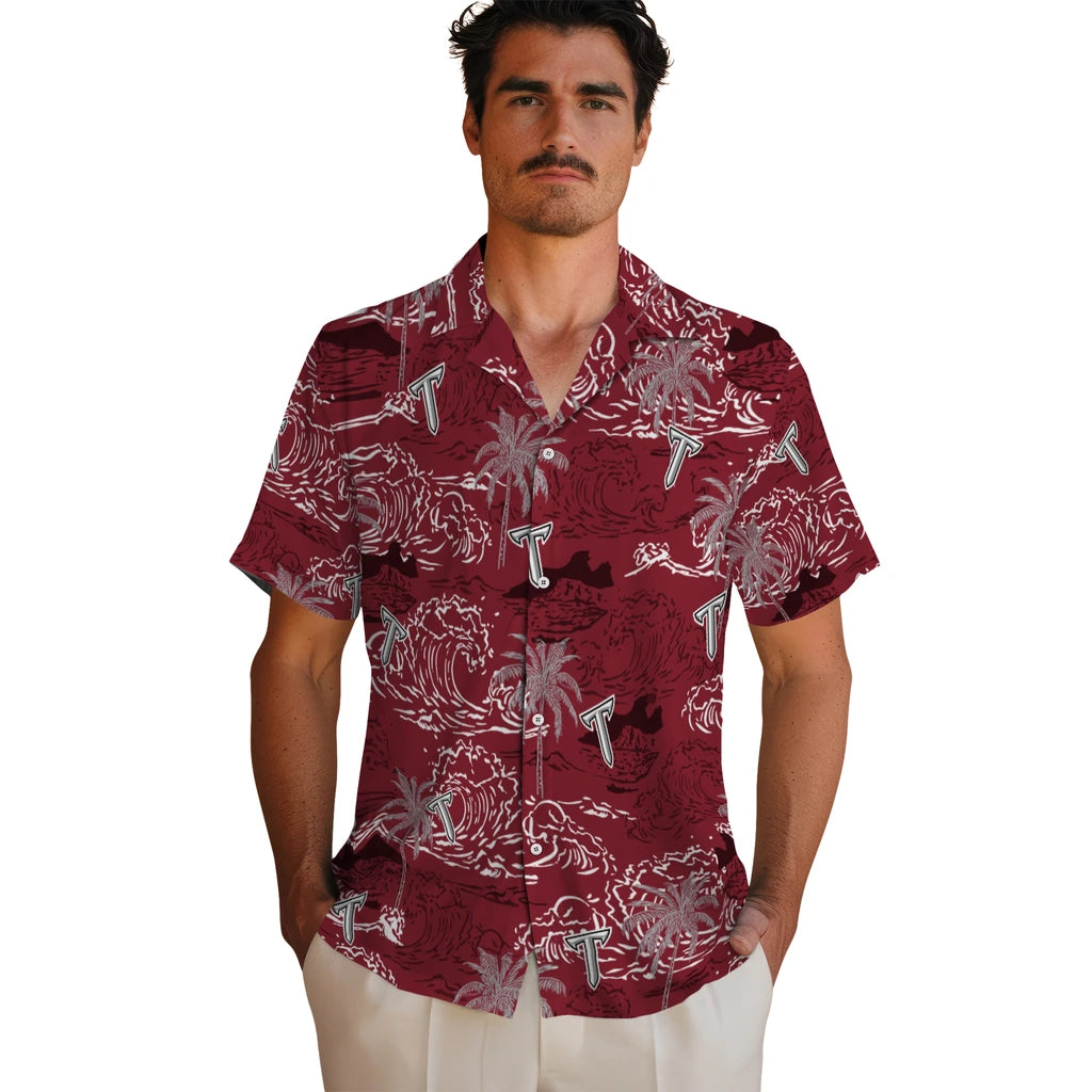 Troy Trojans Hawaiian Shirt - Wave Palm | Hula Hawaiian Shirts