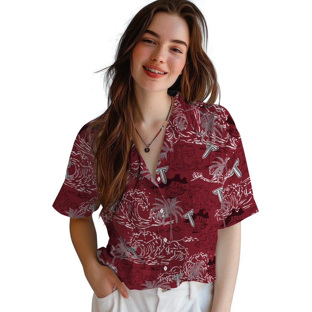 Troy Trojans Hawaiian Shirt - Wave Palm | Hula Hawaiian Shirts